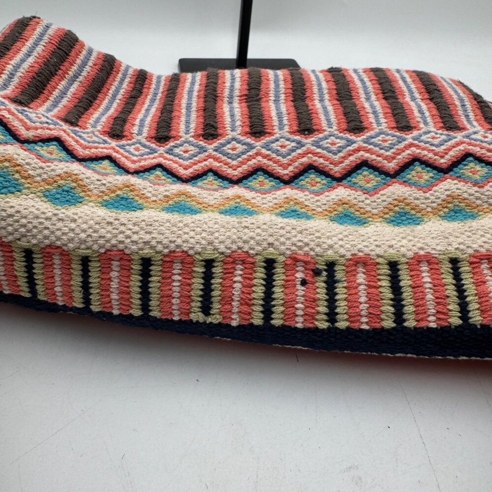 J Jill Multicolored Woven Cotton Tote Bag with Wood Handles Boho bohemian summer - Picture 15 of 15